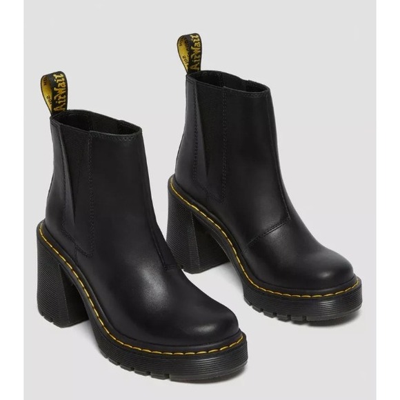 Dr. Martens Spence Chelsea Boots Black Leather Platform Women's US 7 NIB - Picture 1 of 6